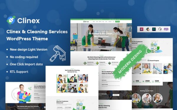Clinex - Cleaning Services WordPress Theme - Image 1