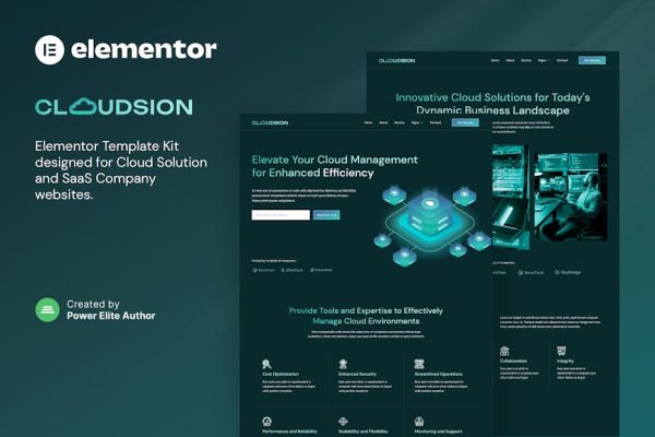 Cloudsion – Cloud Solution & SaaS Company Elementor Template Kit - Image 1
