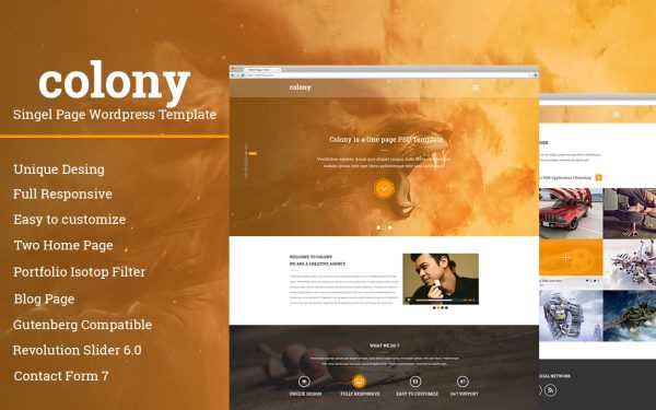 Colony Single Page Wordpress Template - Image 1