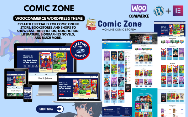 Comic Zone Woocommerce theme for Comic stores, Bookstores, Anime & Manga Stories news portal - Image 1