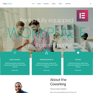 Cozy Desks - Coworking WordPress Elementor Theme
