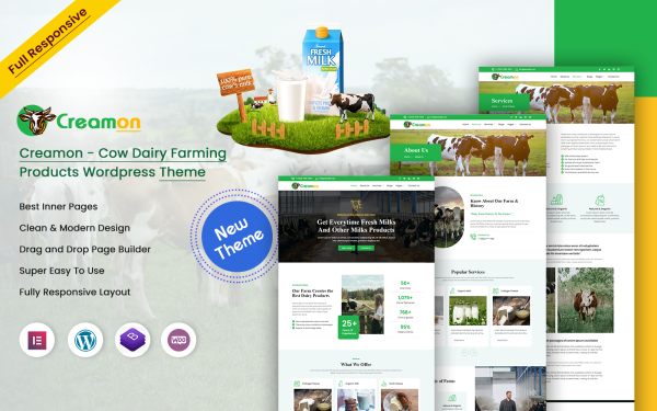 Creamon - Cow Dairy Farming WordPress Theme - Image 1