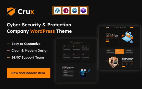 Crux – Cyber Security Services & Protection Company WordPress Theme - Image 1