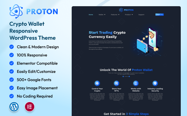 Crypto Wallet Responsive WordPress Theme - Image 1