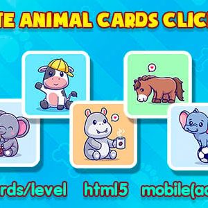 Cute Animal cards. html5, mobile. Construct 3.