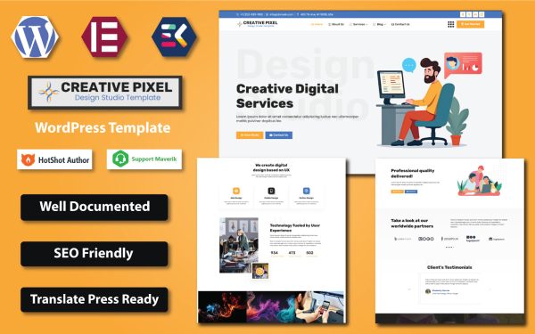 Design Studio WordPress Elementor Template – Modern Portfolio Website for Creatives & Agencies - Image 1