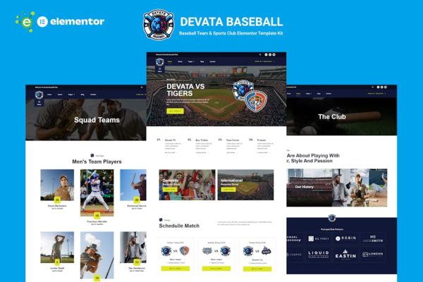 Devata - Baseball Team & Sports Club Elementor Template Kit - Image 1