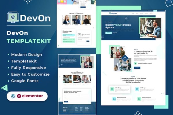 DevOn | Digital Product Design Agency Elementor Template Kit - Image 1