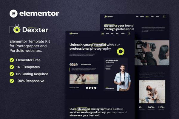 Dexxter – Photography & Portfolio Elementor Template Kit - Image 1