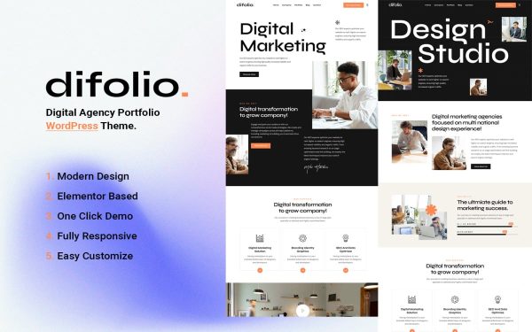 Difolio - Digital Agency Creative Portfolio WordPress Theme - Image 1