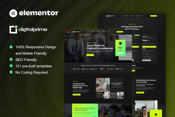DigitalPrime - Digital Agency Elementor Template Kit - Image 1