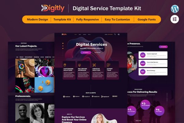 Digitly - Digital Service Agency Elementor Template Kit - Image 1