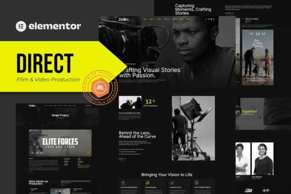 Direct - Film & Video Production Elementor Pro Template Kit - Image 1