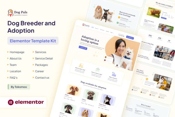 Dog Pals - Dog Breeder & Adoption Elementor Template Kit - Image 1