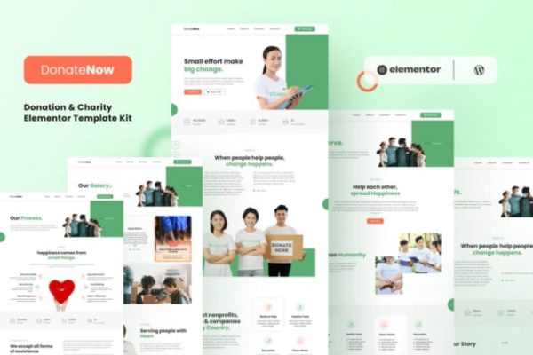 Donatenow – Donation & Charity Elementor Template Kit - Image 1