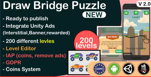 draw-bridge-puzzle-car-bridge-complete-unity-game-unity-ads-gdpr-.png Draw Bridge Puzzle, Car Bridge (complete unity Game +unity ads+ GDPR) - Image 1