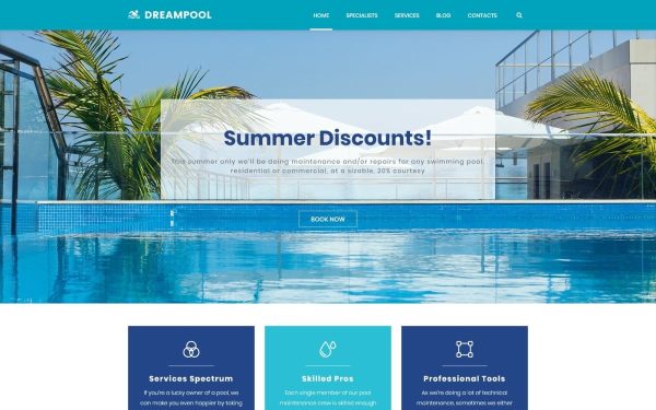 Dream Pool - Pool Cleaning & Pool Repair WordPress Theme - Image 1