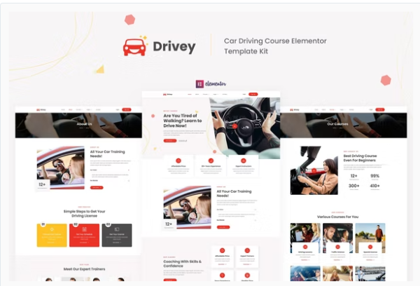 Drivey - Car Driving Course Elementor Template Kit - Image 1