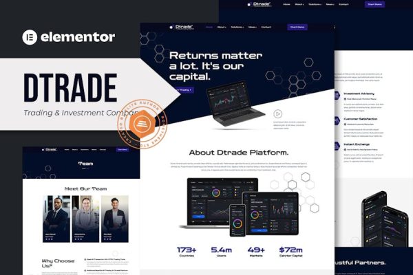 Dtrade - Trading & Investment Company Elementor Template Kit - Image 1