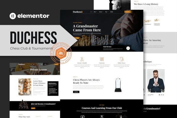 Duchess - Chess Club & Tournament Elementor Template Kit - Image 1