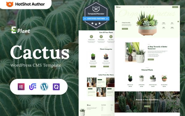 E-plant - Cactus Plant Shop, Landscape And Gardening WordPress Elementor Theme - Image 1
