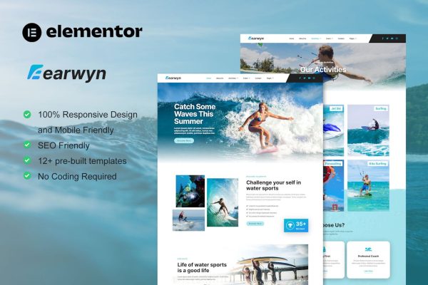 Earwyn - Water Sports & Surfing Elementor Pro Template Kit - Image 1