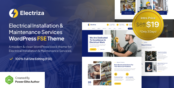 electriza-electrical-installation-maintenance-services-fse-wordpress.png Electriza – Electrical Installation & Maintenance Services FSE WordPress Theme - Image 1