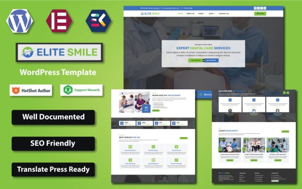 Elite Smile - Dentist & Dental Clinic WordPress Elementor Template - Image 1