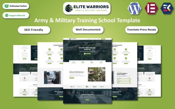 Elite Warriors - Army & Military Training School WordPress Elementor Template - Image 1
