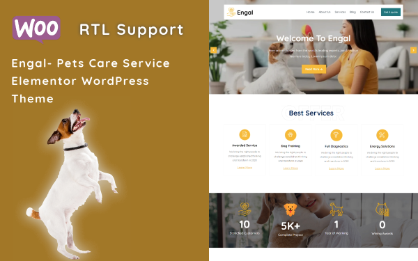 Engal - Pets Care Service Elementor WordPress Theme - Image 1