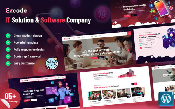 Excode - IT Solution and Software Company Responsive WordPress Theme - Image 1