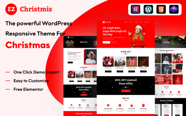 EZ Christmas: A Festive WordPress Theme for Simplifying Your Holiday Business with Elementor - Image 1