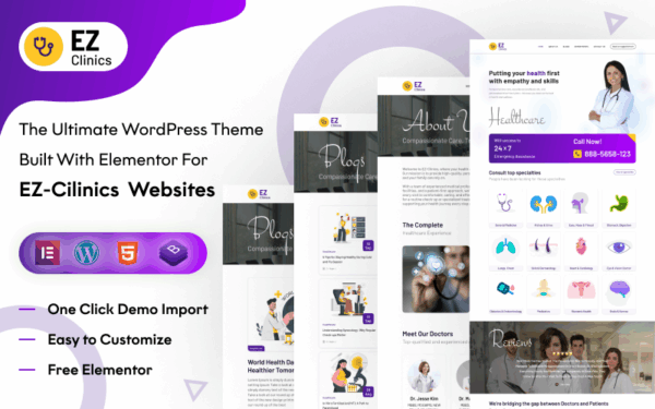 EZ Clinic: Comprehensive Medical & Health Clinic WordPress Theme - Image 1