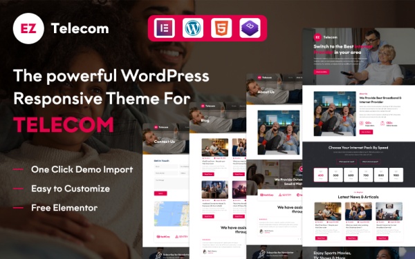 EZ Telecom: A Dynamic WordPress Theme for Empowering Your Telecom Business with Elementor - Image 1