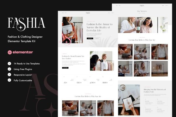 Fashia - Fashion & Clothing Designer Elementor Template Kit - Image 1