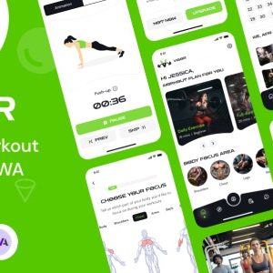 Fitness & Gym Workout Mobile App PWA HTML Template - Vigor