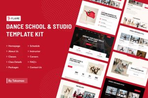 Flaire dance school studio elementor template kit gplpixel.jpg