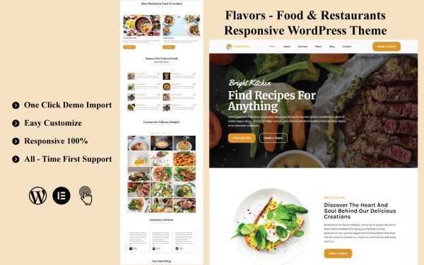 Flavors - Food & Restaurants Responsive WordPress Theme - Image 1