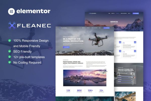 Fleanec - Aerial Photography & Videography Elementor Template Kit - Image 1