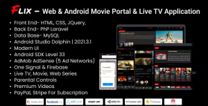 Flix web android movie portal live tv application codermarket.png