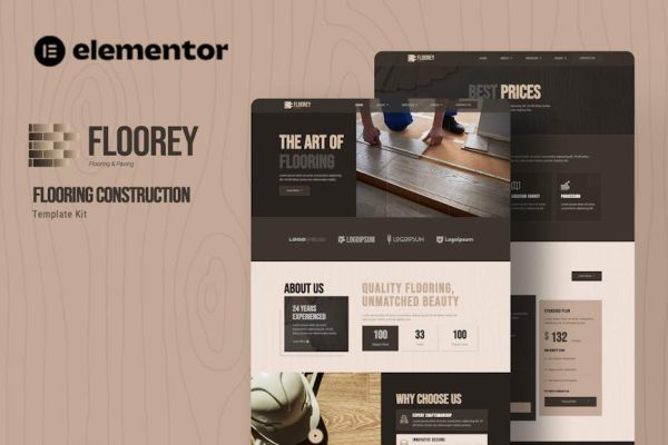 Floorey - Flooring Construction Elementor Template Kit - Image 1