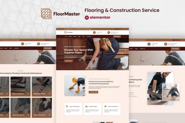 FloorMaster - Flooring & Construction Service Elementor Pro Template Kit - Image 1