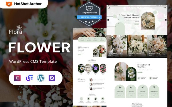 Flora - Flower Shop, Florist Services And Wedding Flowers WordPress Elementor Theme - Image 1