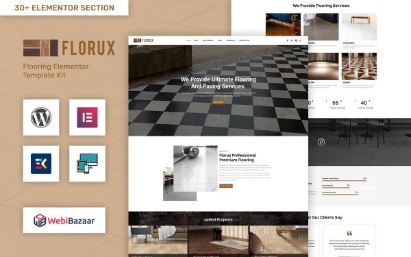 Florux - Paving & Tiling Services Elementor WordPress - Image 1