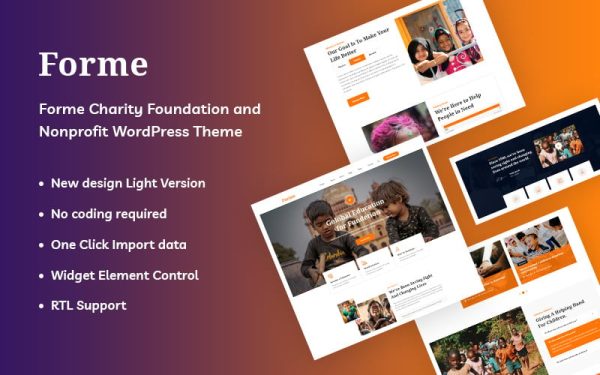 Forme - Charity Foundation and Nonprofit WordPress Theme - Image 1