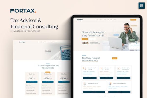 Fortax - Tax Advisor & Financial Consulting Elementor Template Kit - Image 1