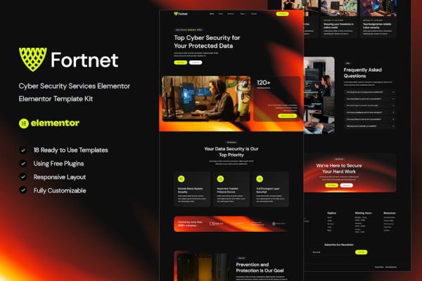 Fortnet - Cyber Security Services Elementor Template Kit - Image 1