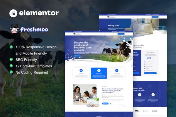 FreshMoo - Dairy Farm Elementor Pro Template Kit - Image 1