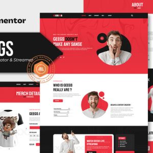 Geegs - Content Creator & Streamer Elementor Template Kit v 1.0.2