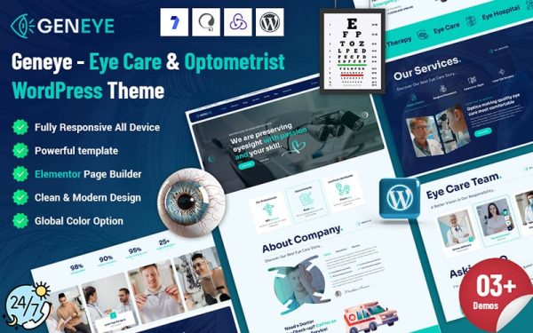 Geneye - Eye Care & Optometrist WordPress Theme - Image 1